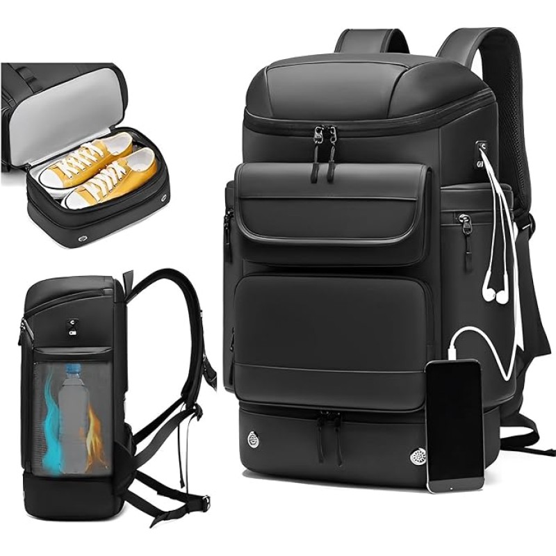 Skycare 45L Business Travel Backpack, Expandable Waterproof Laptop Bag with Independent Shoe Compartment, USB Charging Port, Anti-Theft Pocket, and Thermal Side Pockets Skycare 45L Business Travel Backpack, Expandable Waterproof Laptop Bag with Independent Shoe Compartment, USB Charging Port, Anti-Theft Pocket, and Thermal Side Pockets