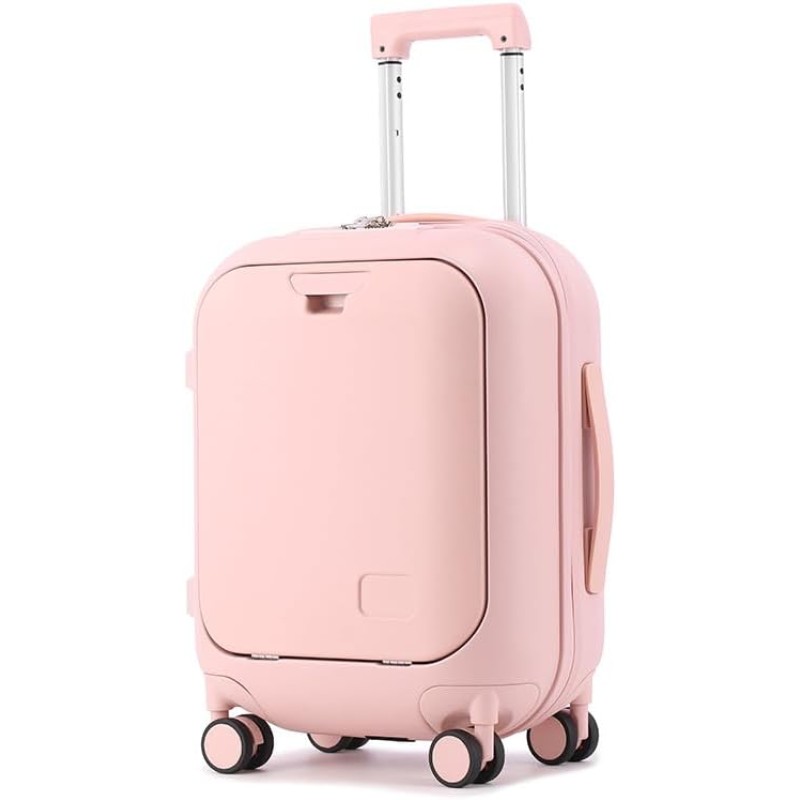 Carry On Luggage, Durable Hardside Suitcases with Front Laptop Pocket, and Lock Spinner Carry on Hardshell Lightweight 18in 20in 24in (Pink, 18 inch) Carry On Luggage, Durable Hardside Suitcases with Front Laptop Pocket, and Lock Spinner Carry on Hardshell Lightweight 18in 20in 24in (Pink, 18 inch)