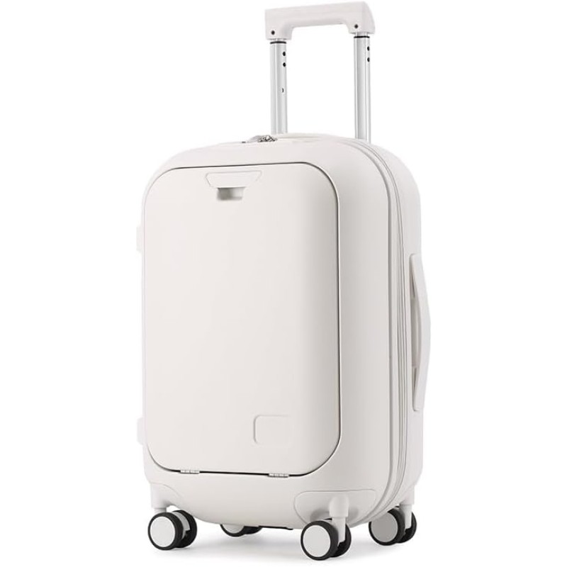 Skycare Carry On Luggage, Durable Hardside Suitcases with Front Laptop Pocket, and Lock Spinner Carry on Hardshell Lightweight 18in 20in 24in (White, 18 inch) Skycare Carry On Luggage, Durable Hardside Suitcases with Front Laptop Pocket, and Lock Spinner Carry on Hardshell Lightweight 18in 20in 24in (White, 18 inch)